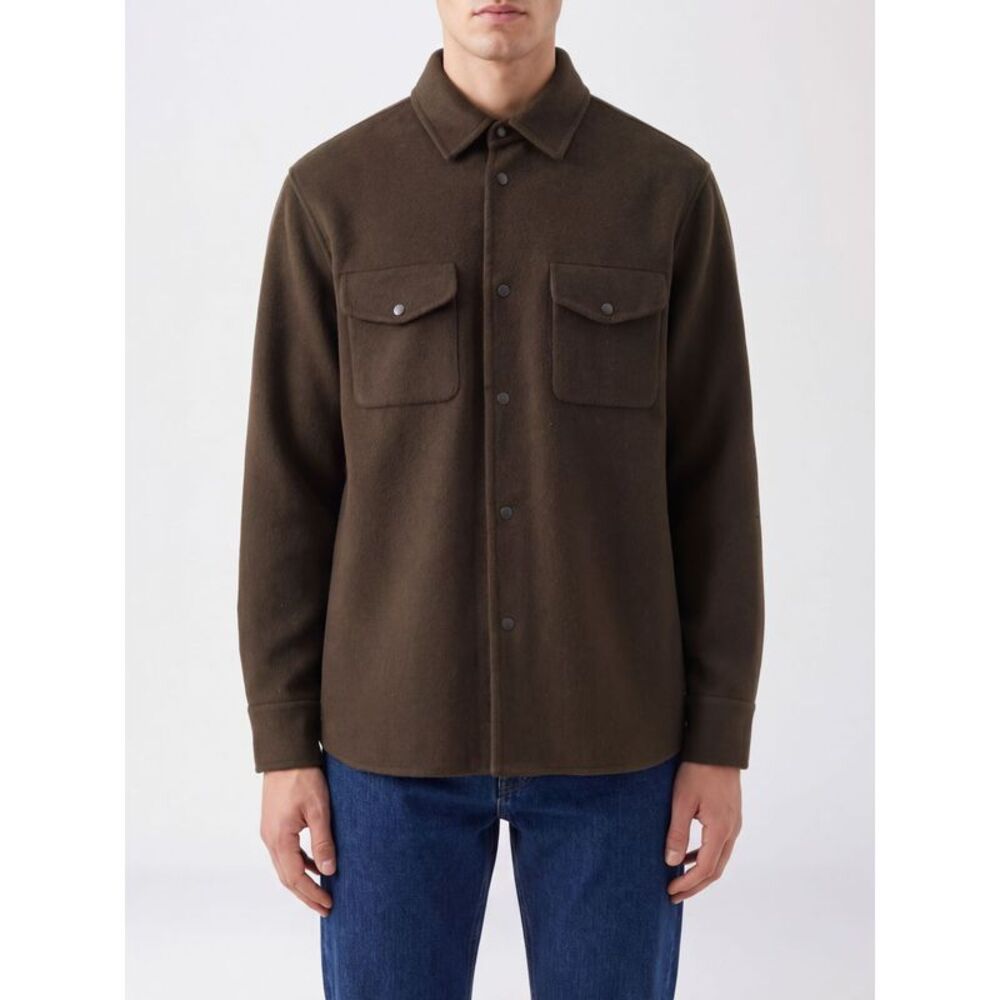 Aspesi Men Aspesi Pure Wool Overshirt With Patch Pockets And Classic Collar